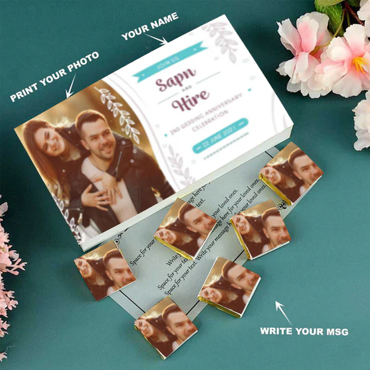 Black Elegant Box names Printed Chocolates Anniversary Invite