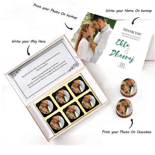 Thank You teal coloured personalised chocolates return gift