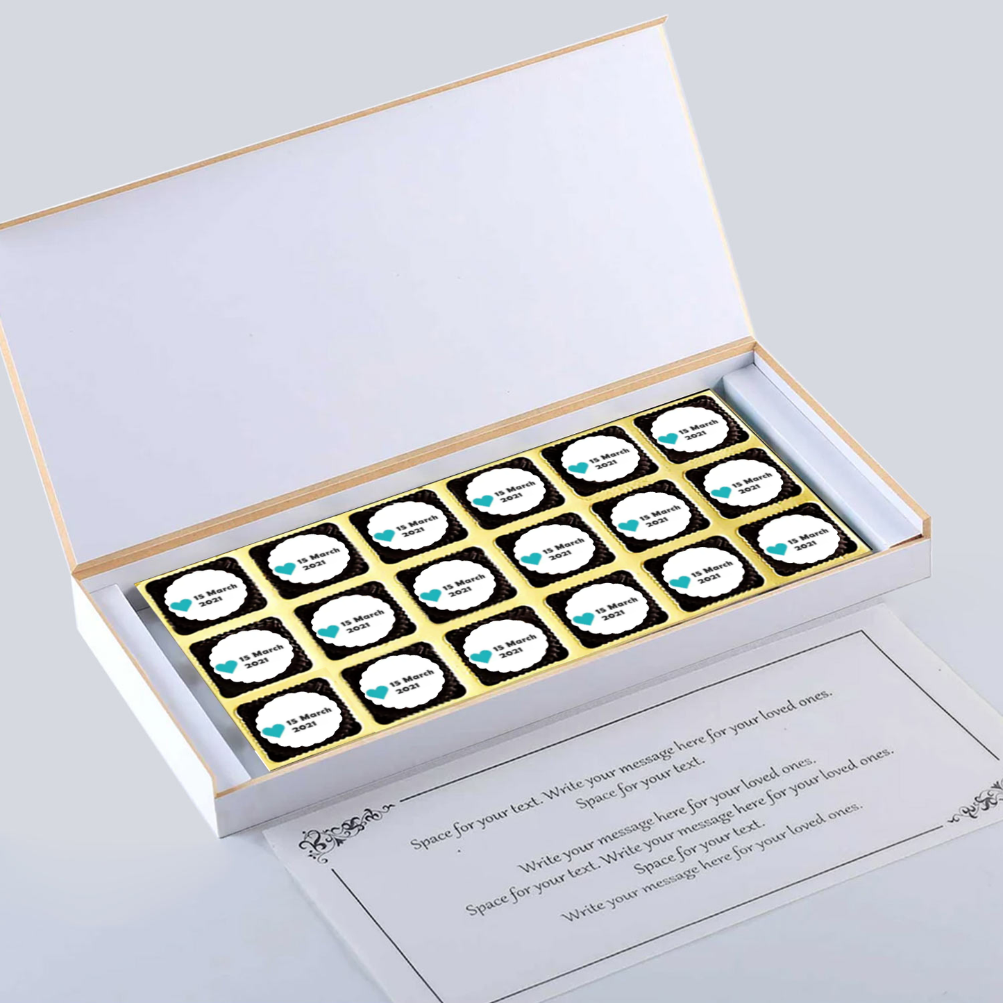 Blue floral designed frame photo printed baby announcement chocolates