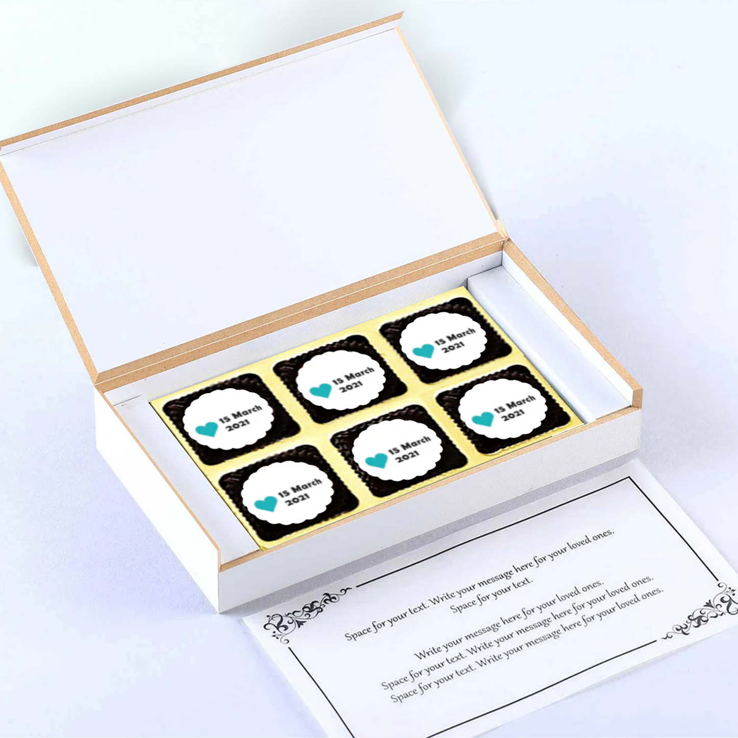 Blue floral designed frame photo printed baby announcement chocolates