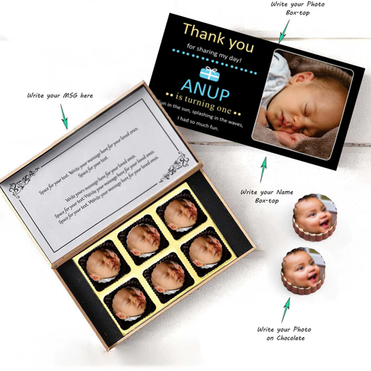 1st birthday return gift photo printed chocolates