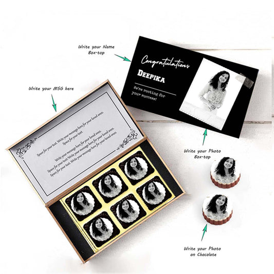 Thank you gifts for colleagues I Image/Name printed chocolate box I Delicious chocolates I Free shipping across India I Elegant wooden packaging