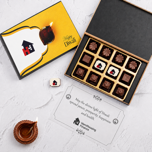 Diwali Chocolate Gift Box – 12 Chocolates With Two Logo Printed (Sample)