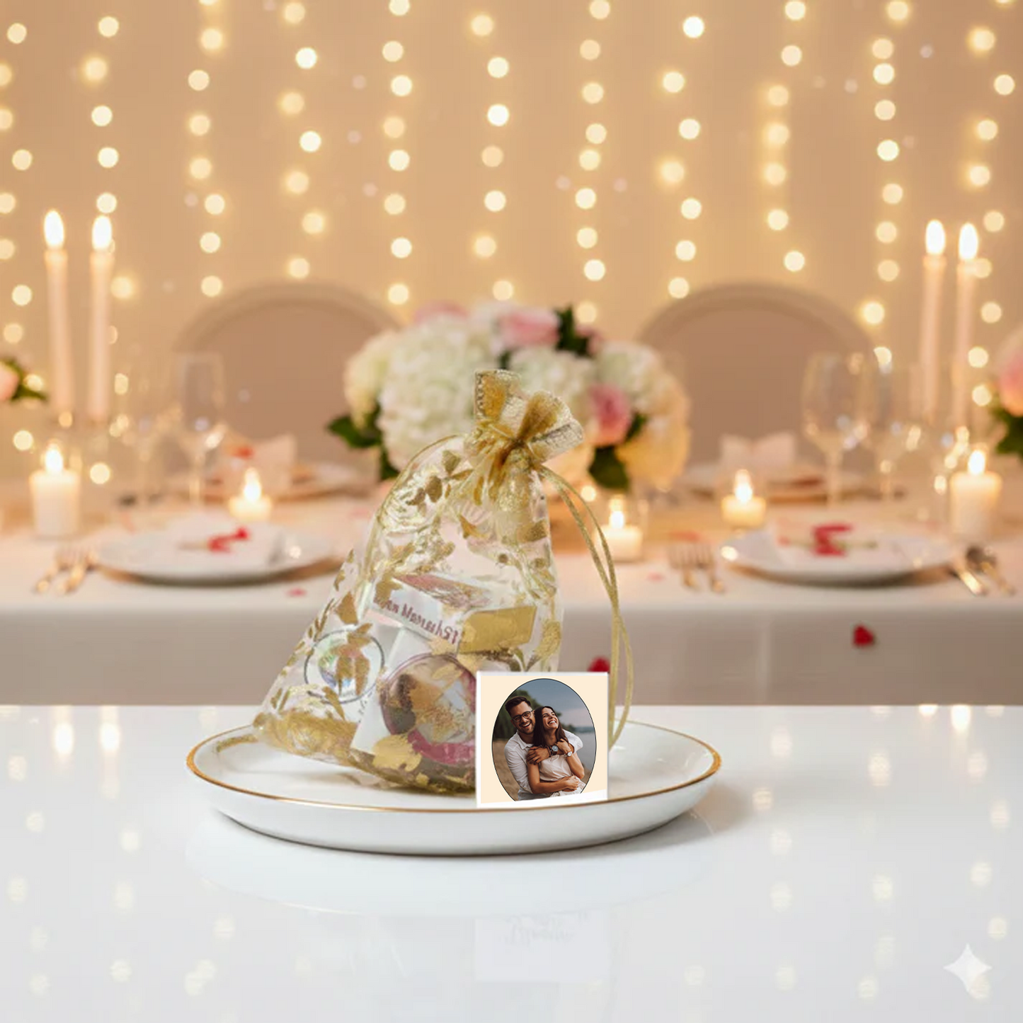 Customized Golden Potli Chocolate Gift for Weddings & Events