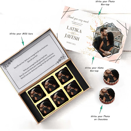 Leaves designed personalised chocolates return gift