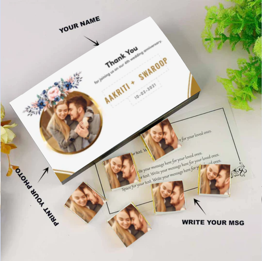 Red heart anniversary return gift printed chocolates