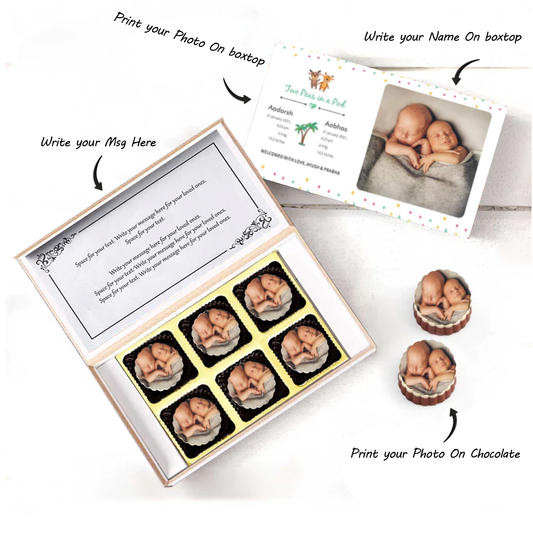Floral framed photo printed chocolates baby announcement