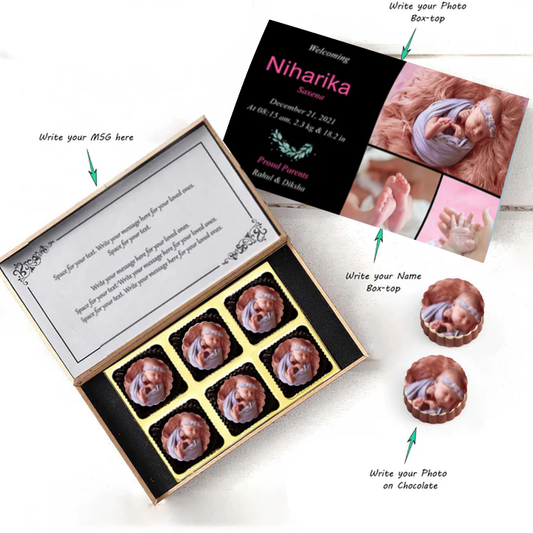 Sleeping with moon & star photo printed chocolates baby announcement