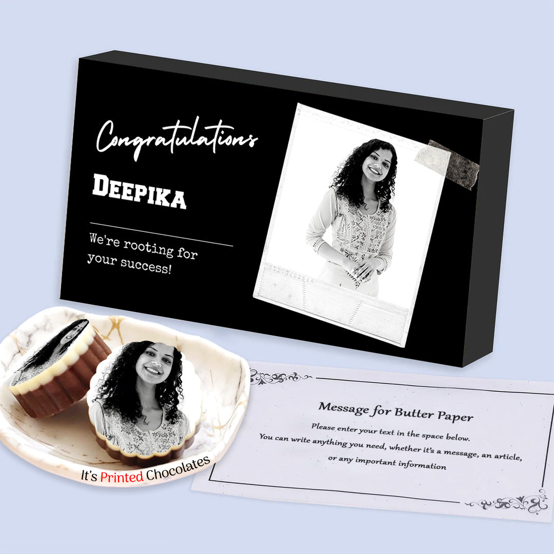 Thank you gifts for colleagues I Image/Name printed chocolate box I Delicious chocolates I Free shipping across India I Elegant wooden packaging