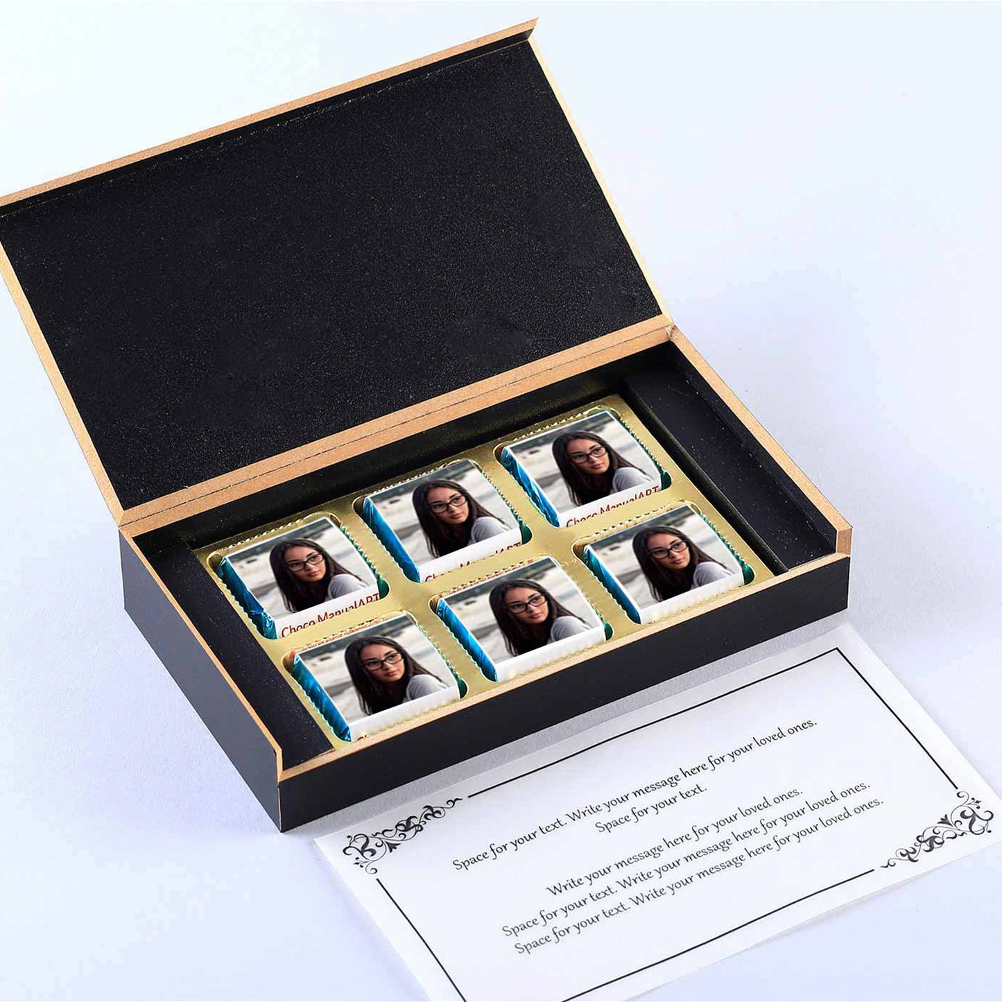 Customised gifts with name and photo printed on chocolate wrapper