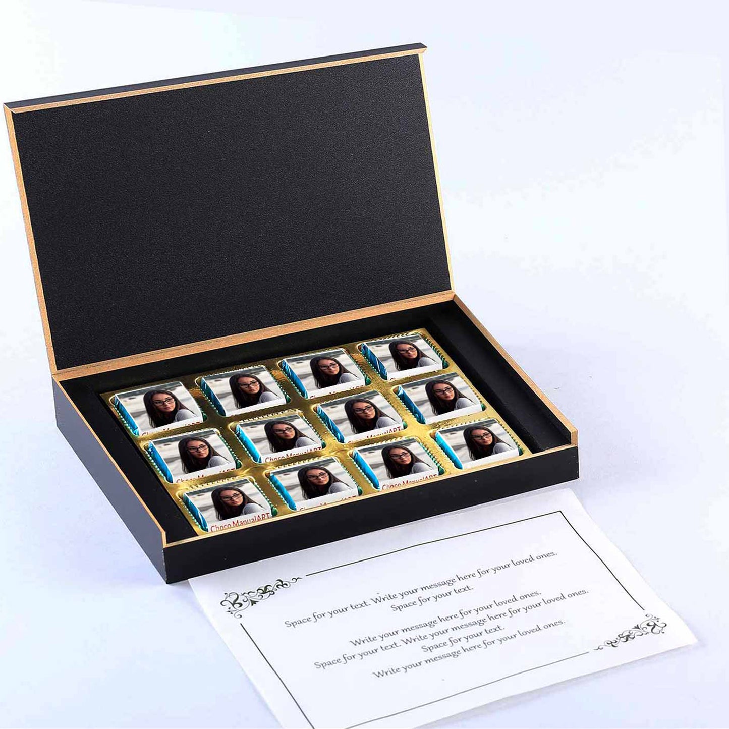 Customised gifts with name and photo printed on chocolate wrapper
