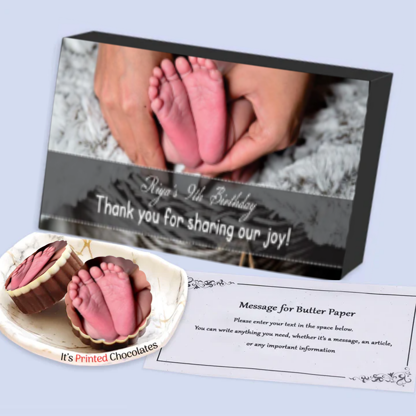Little feet printed chocolates birthday return gift