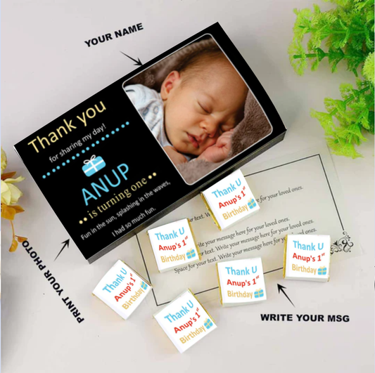 Black elegant personalised gift box 1st birthday return gift