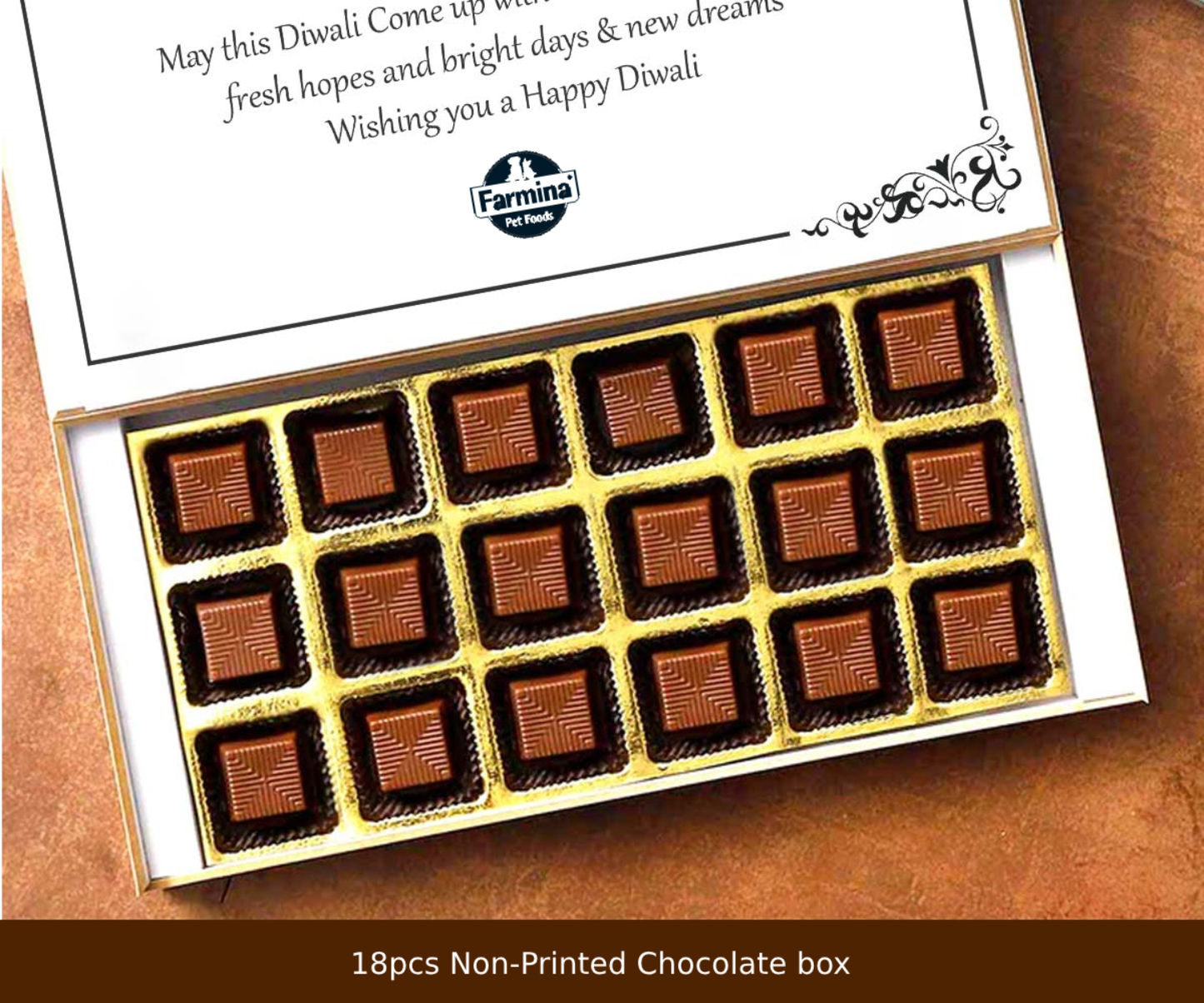 Delicate designer white box of Personalized chocolates