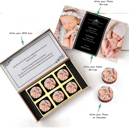 Colorful toys print baby boy announcement chocolate gift