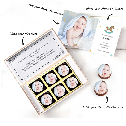 White decent personalised gift baby boy announcement