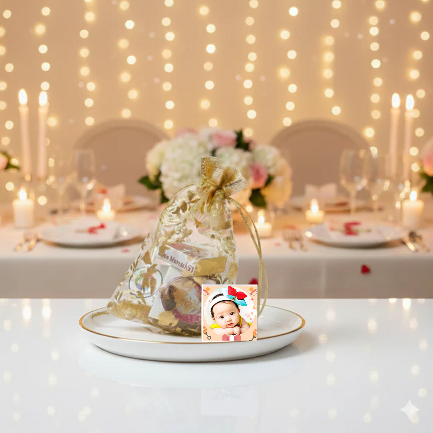 Customized Chocolate Gift Potli with Name, Photo & Occasion