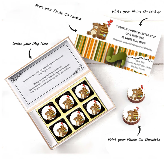 Teddy Design Printed chocolates Birthday Invitation