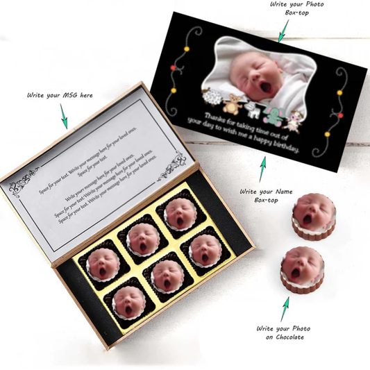 Black elegant box photo printed chocolates return gift