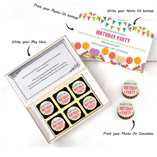 Candies & Toffees birthday personalised invitation