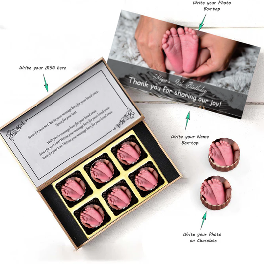 Little feet printed chocolates birthday return gift