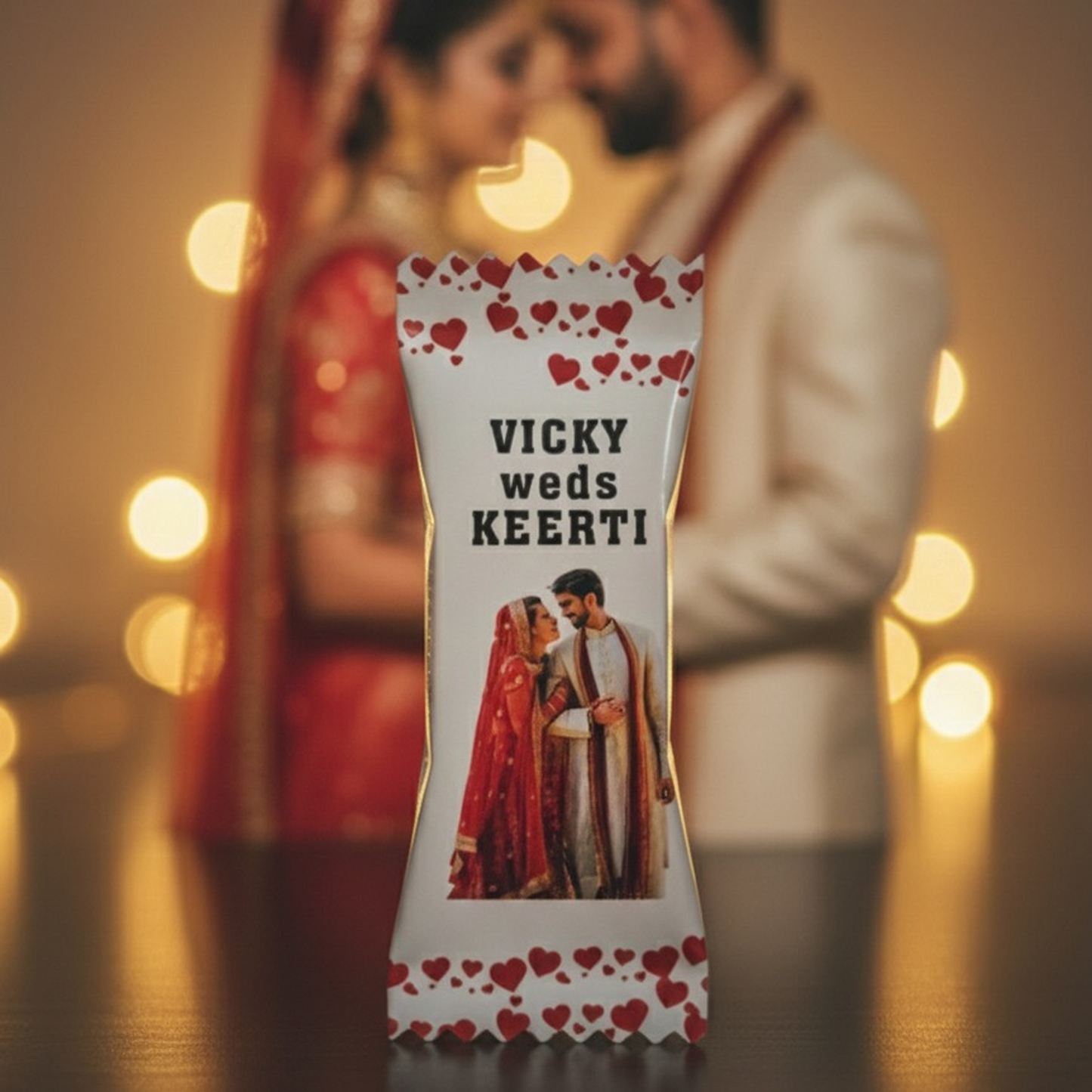Personalized Wedding Chocolate Bar with Custom Couple Photo & Heart-Themed Wrapper Perfect for Return Gifts (25 pcs to 100 pcs)