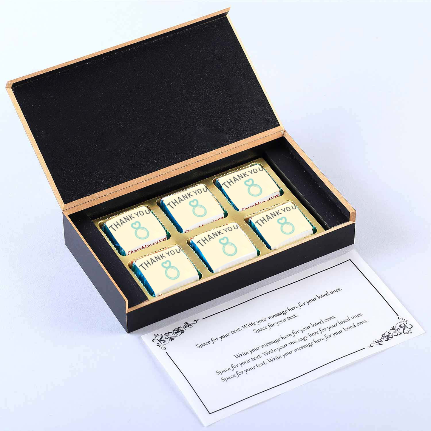 Elegant white anniversary return gift chocolates