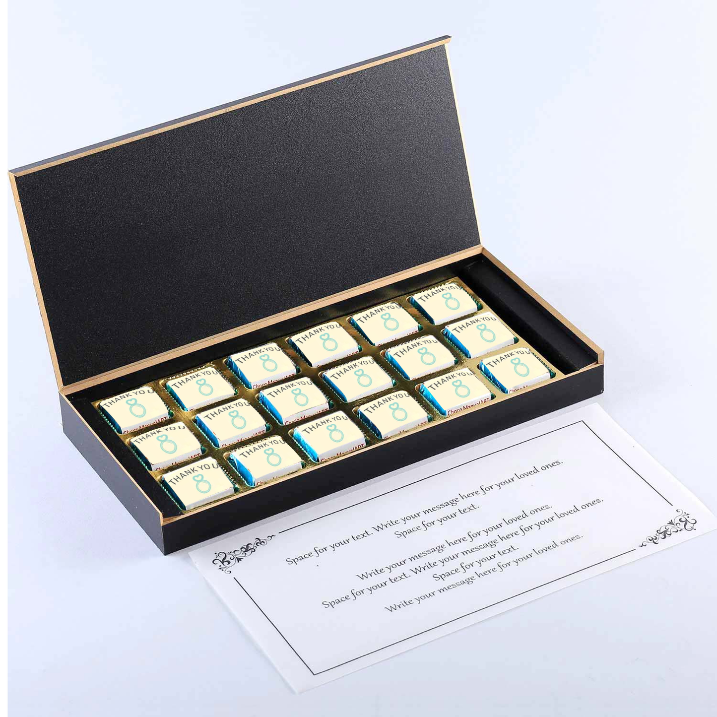 Elegant white anniversary return gift chocolates