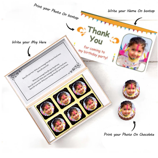 Bright colorful birthday return gift printed chocolates