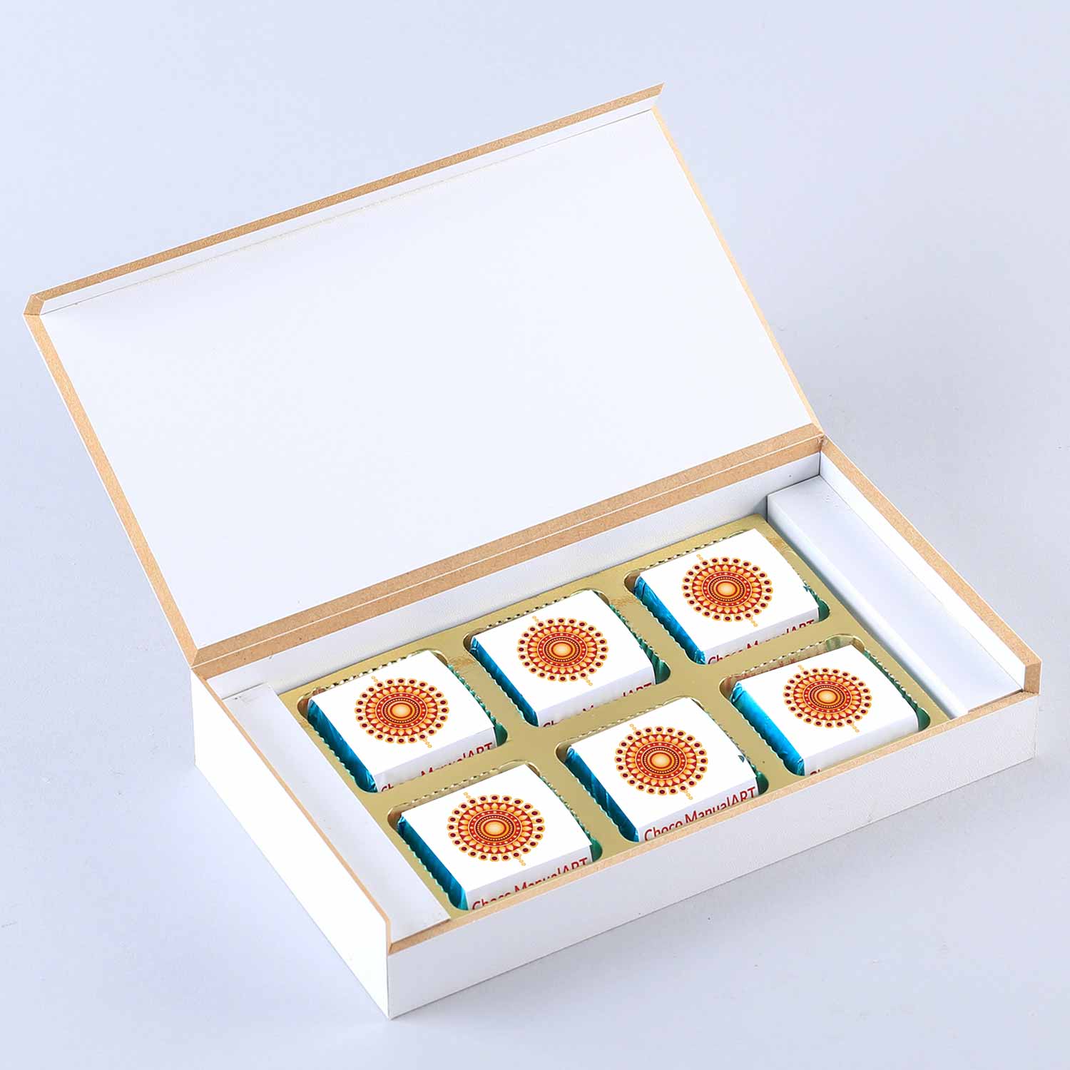 Maroon colored designer box of customised chocolates gift
