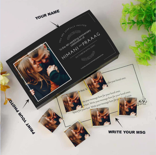 Black elegant Anniversary Invitation Printed Chocolates