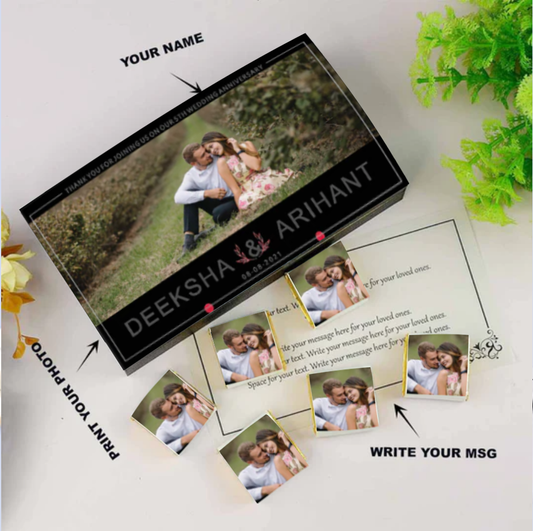 White modern box printed chocolates anniversary return gift