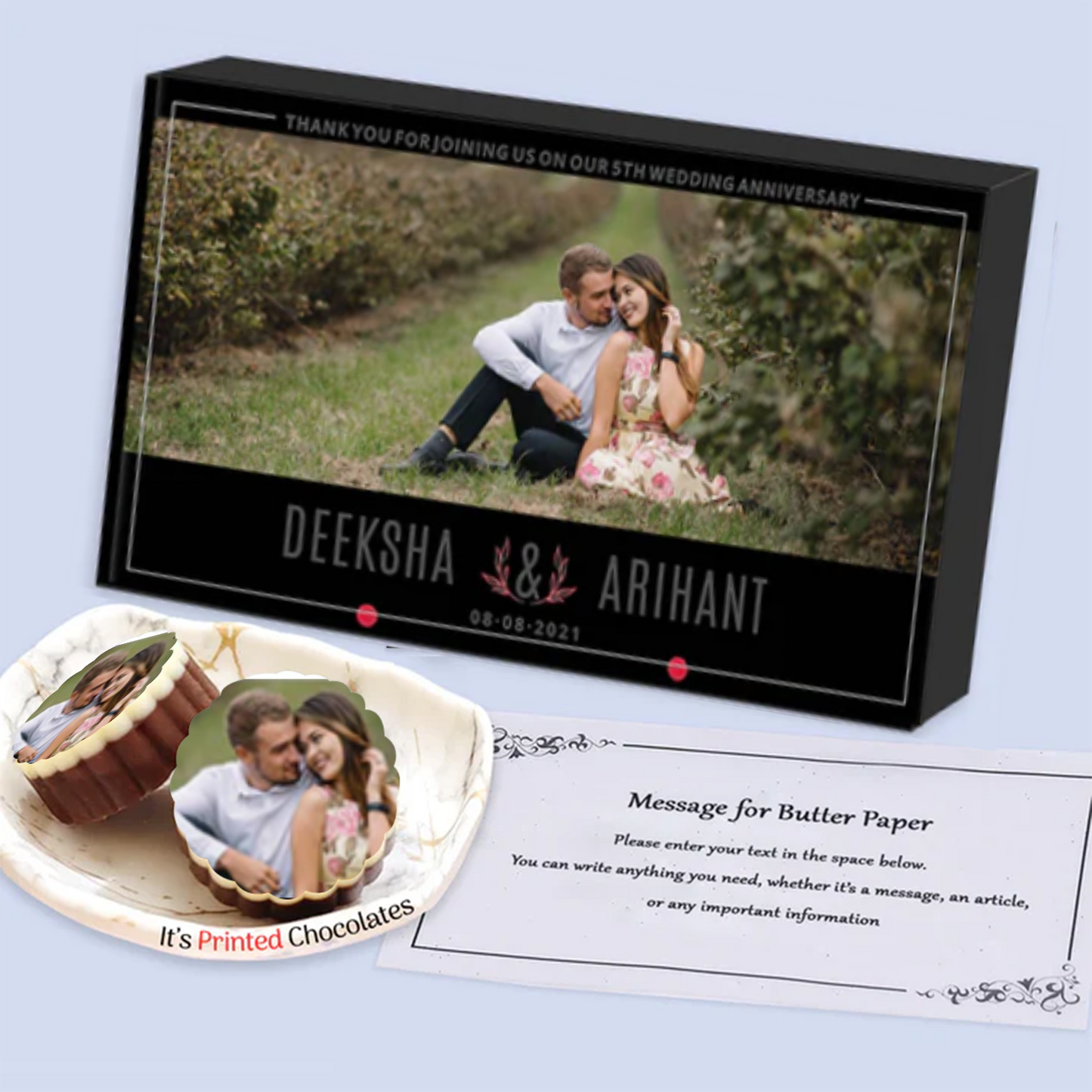 Red leaf personalised anniversary return gift