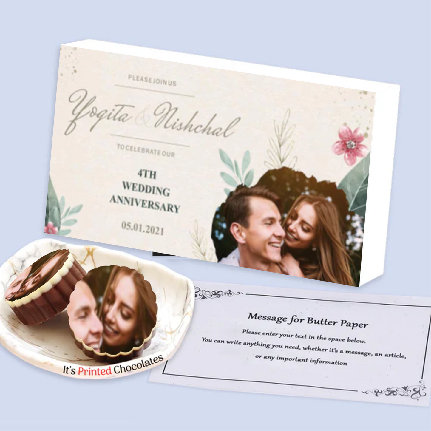 Spring floral background personalised anniversary invitation