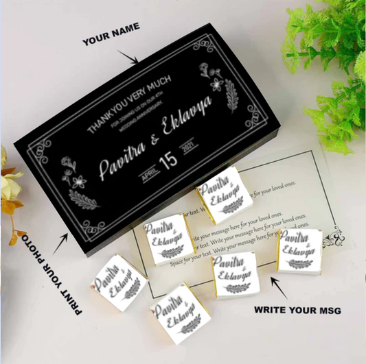 Black elegant box printed chocolates anniversary return gift