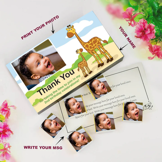 Cute giraffes personalised wrapped chocolates birthday return gift