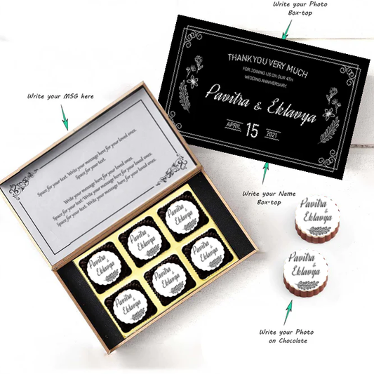 Delicate designer personalised chocolates return gift