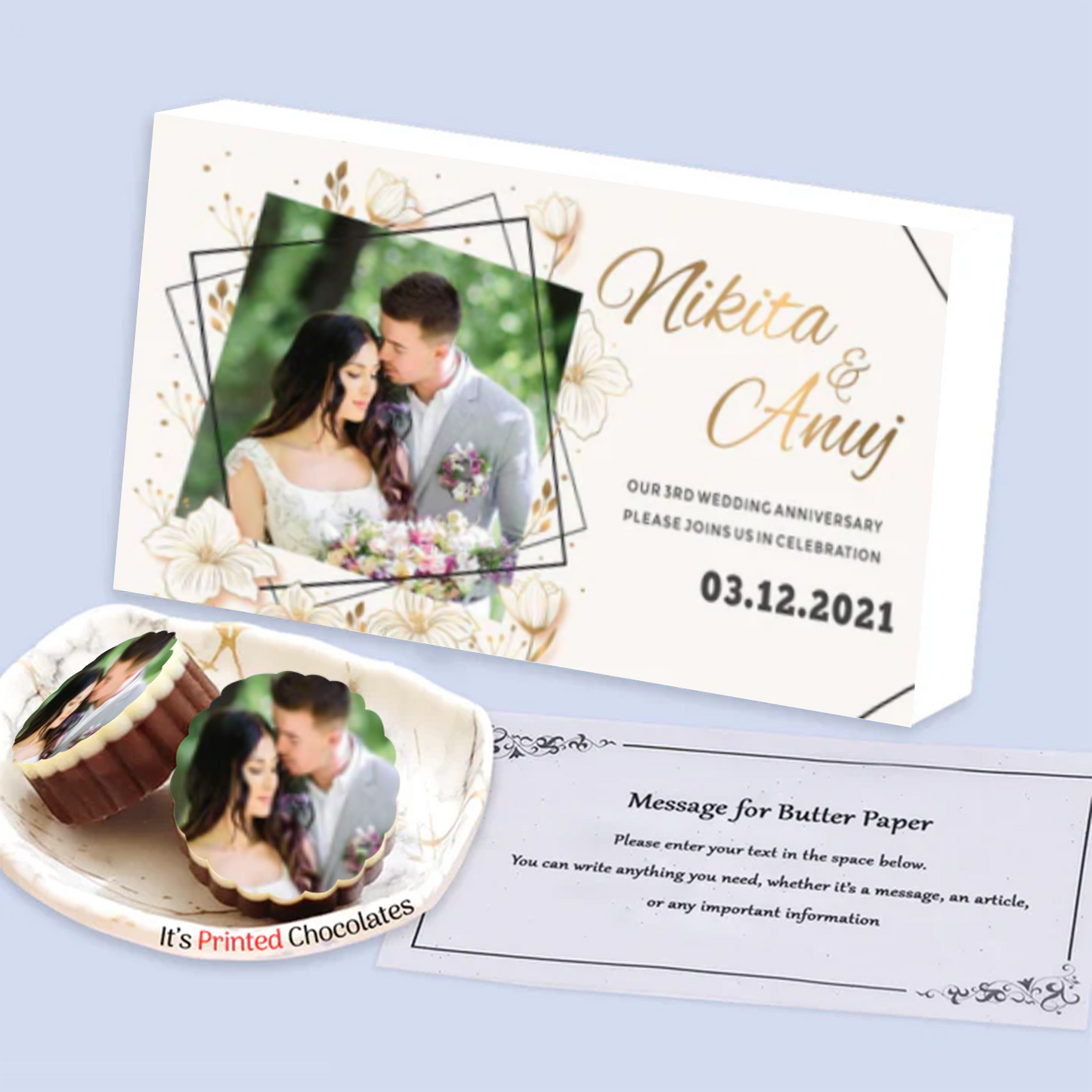 Golden blooming flowers personalised Anniversary Invitation