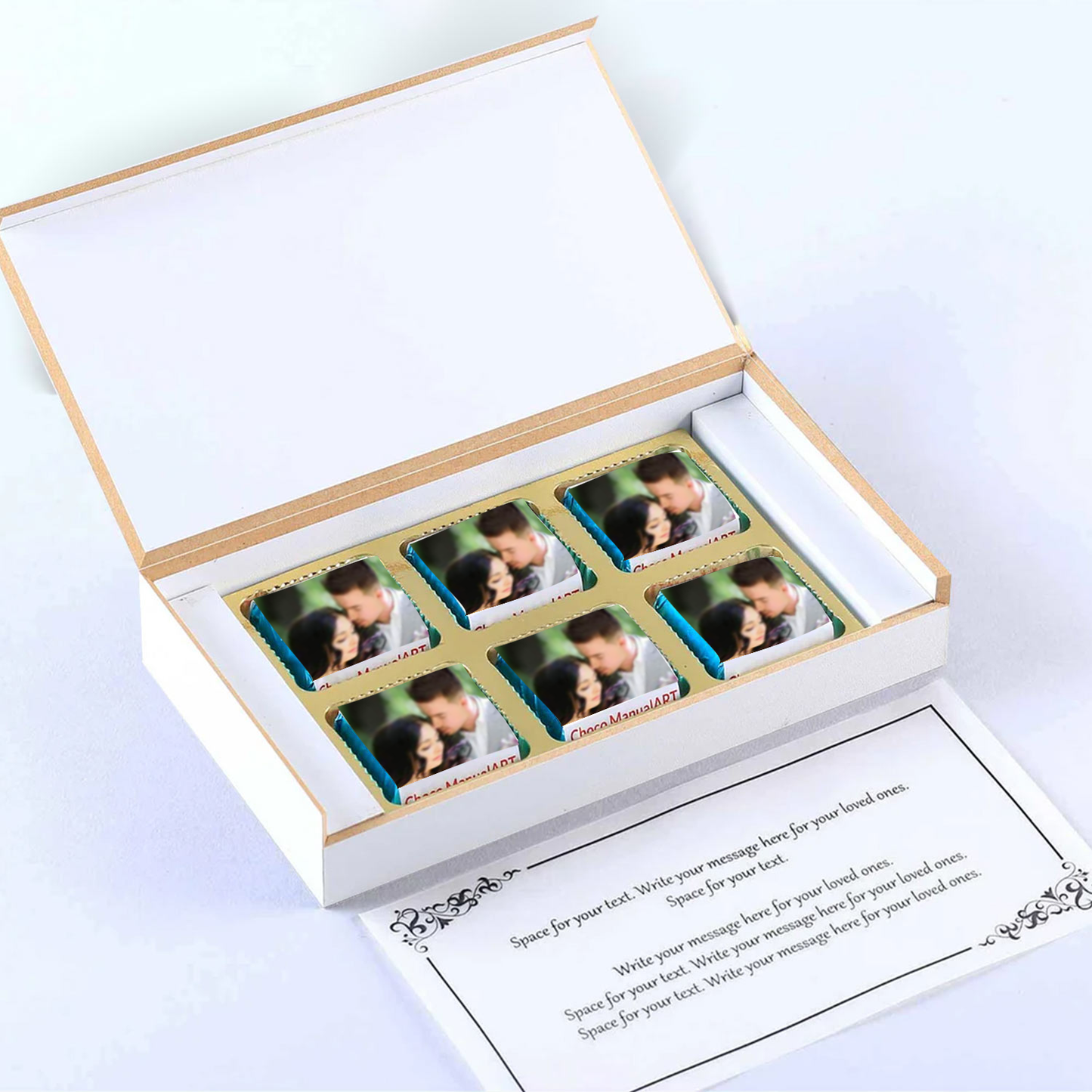 Leaves designed printed chocolates anniversary invite