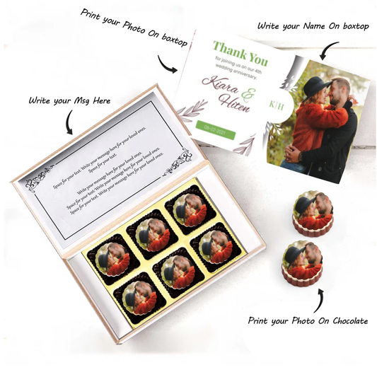 Leaves green coloured personalised chocolates return gift