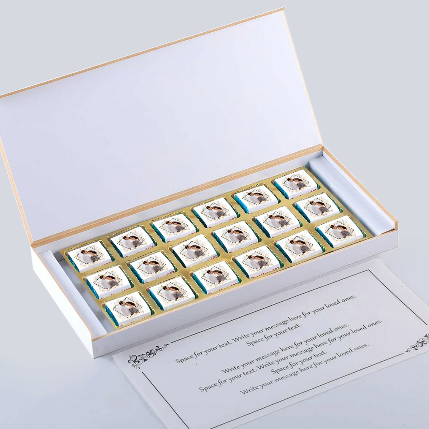 Photo Printed Box of Customised Chocolates with Beautiful Quote