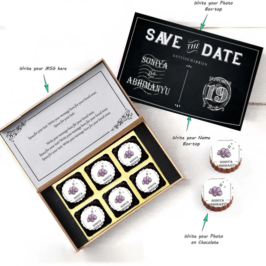 Beautiful wedding date printed chocolates personalised invite