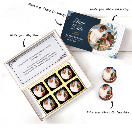 Botanical leaf wreath names printed chocolates invitation