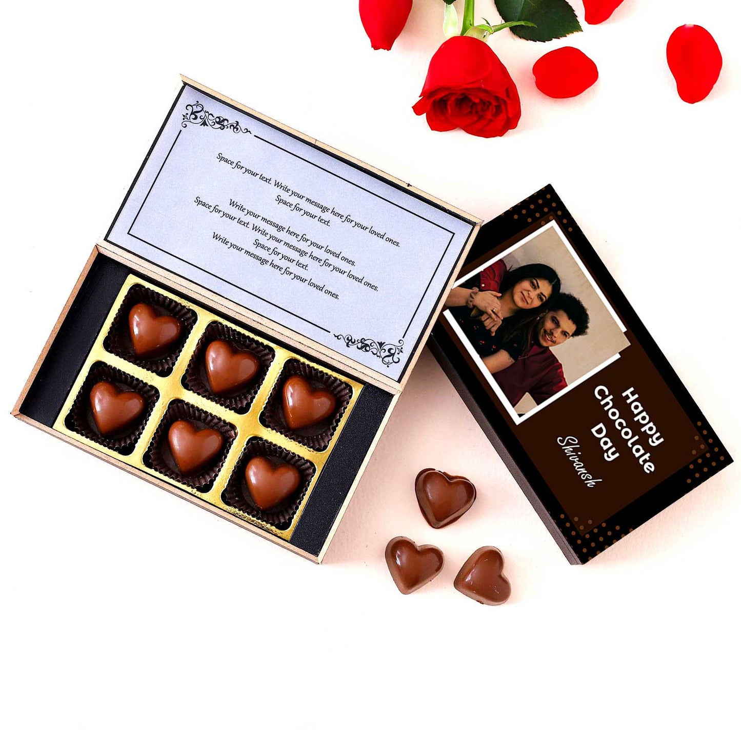 Personalized Chocolate Day chocolate gift with photo/name printed