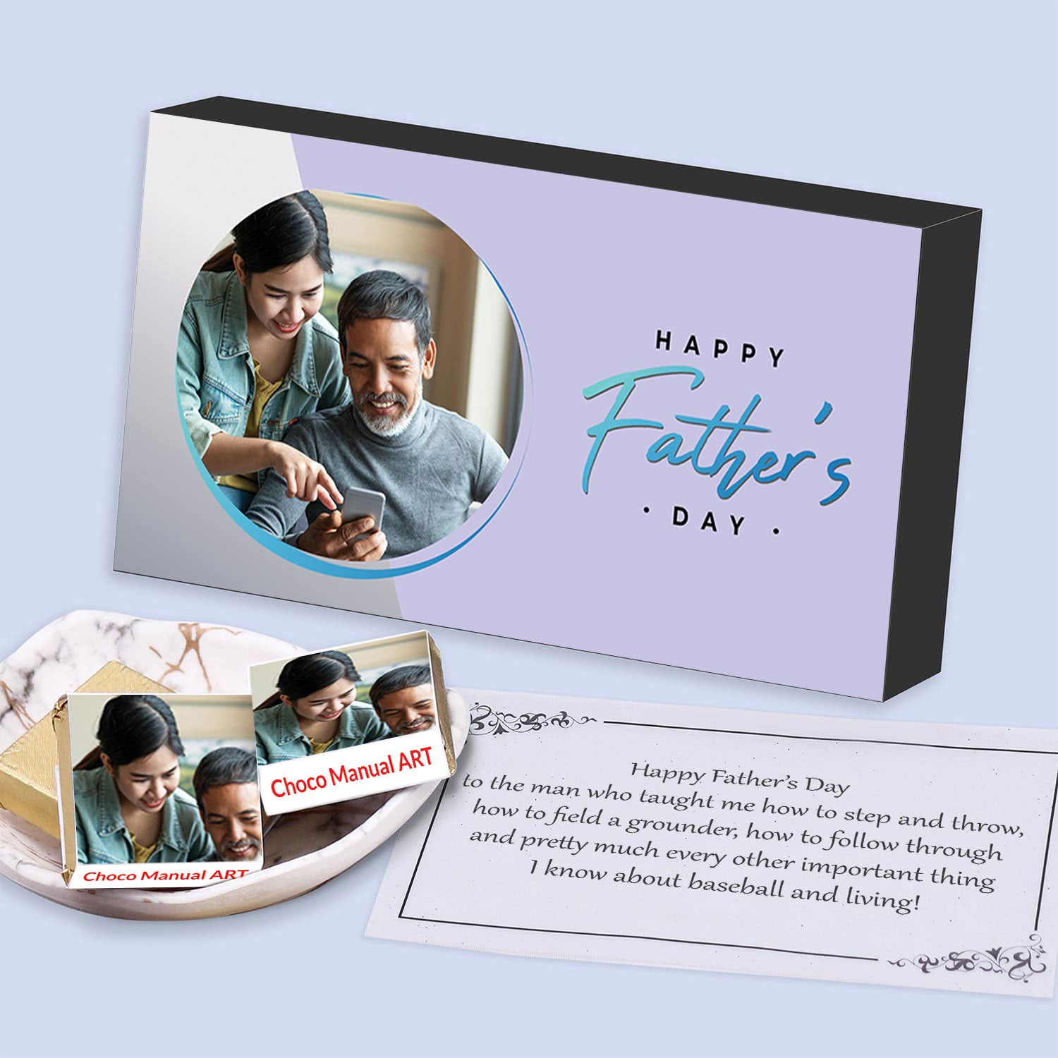 Elegant box of Printed wrapped customised chocolates for father's day