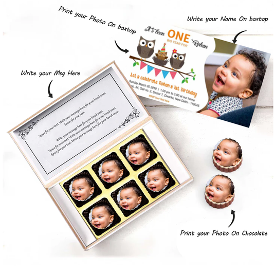 Owl's Image Birthday invitation Photo Printed chocolates