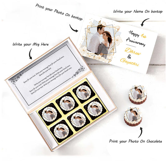 Name printed chocolates to congratulate the couple