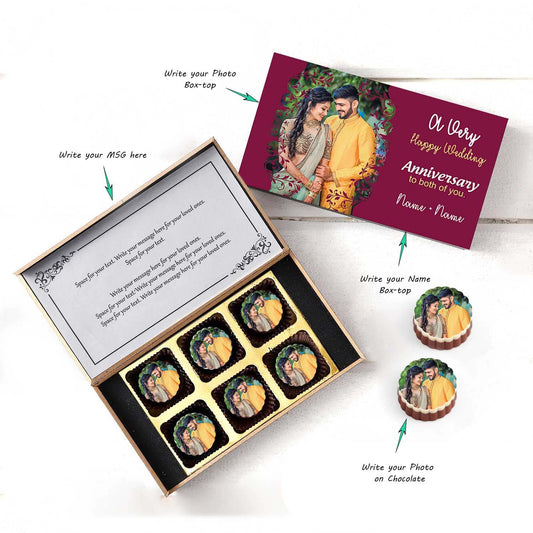 Photo printed box with appealing design and names printed chocolates