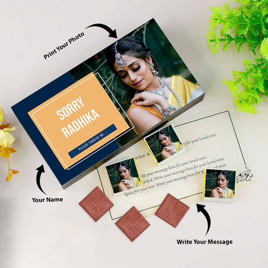 Sorry chocolate box with personalisation I Wooden packaging I Free shipping across India