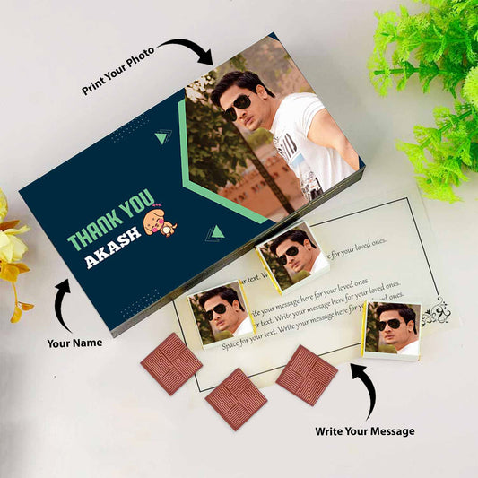 Thank you gift Chocolates I Delicious chocolates I Image/Name printed chocolate box I Elegant wooden packaging I Free shipping across India